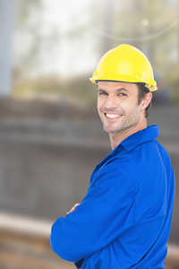 Happy man in a hard hat